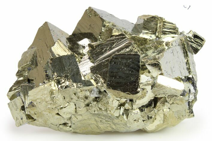 Gleaming Cubic Pyrite Crystal Cluster - Peru #271601